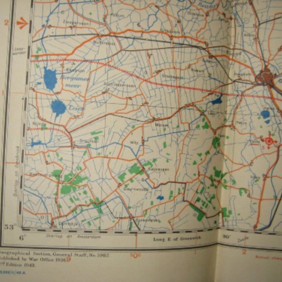 Vintage 1936 Groningen Netherlands Pilot Chart Map - Picture 2 of 6